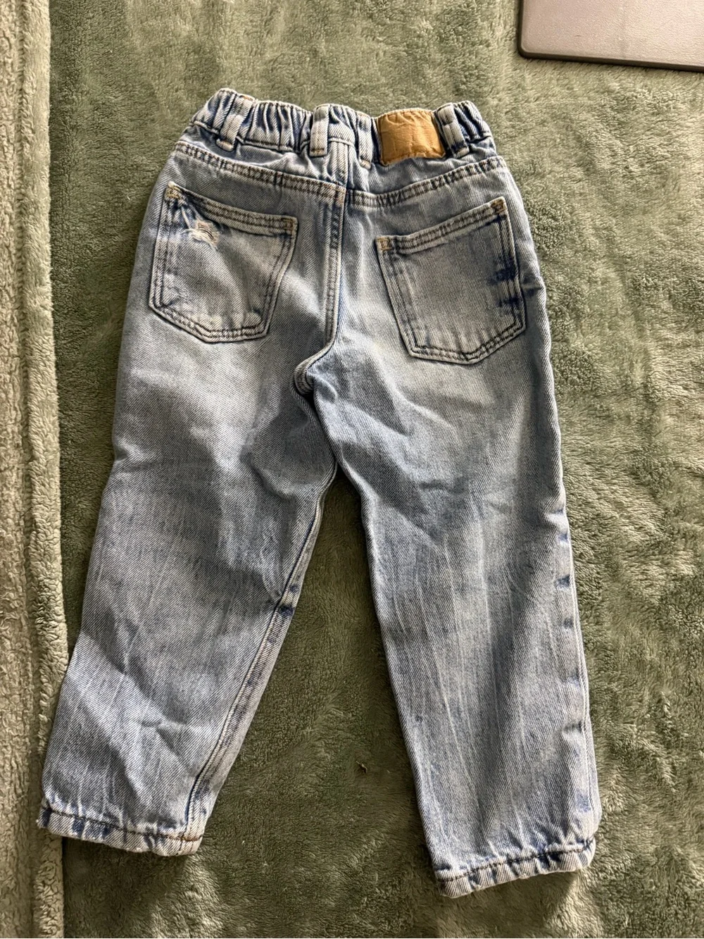 Zara Light Blue Distressed Elastic-Waist Kids Jeans